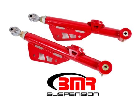 BMR 79-98 Fox Mustang On-Car Adj. Lower Control Arms   Rod End Combo (Polyurethane) - Red Fashion