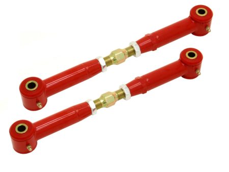 BMR 10-15 5th Gen Camaro Rear Adj. Toe Rods (Polyurethane) - Red Sale